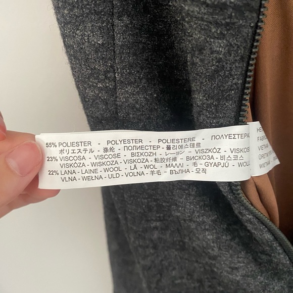 ZARA Basic Dark Grey Wool Aline Mini Dress - Picture 10 of 10